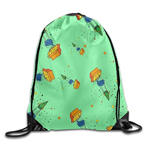 JIMSTRES Rocket Unisex Lightweight Backpack Gym Drawstring Bags.