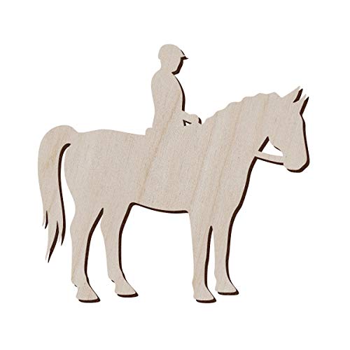Juego de 10 colgantes de madera para caballos y jinete para manualidades y decoraciones – Caballo y jinete – Jinete en blanco, 12.7x12.2 cm