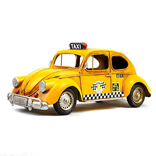 KCH Vintage Hierro Modelo De Coche Mano Hecho Modelo De Taxi Americano Artesanía De Lata Coleccionable para Decoración De Oficina En El Hogar O Escritorio 31.5 * 13.5 * 14.5Cm