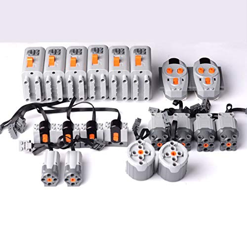 KEAYO Technic Power Functions - Juego de 8 motores, 2 mandos a distancia, 4 receptores y 6 cajas de pilas, compatible con Lego Technic