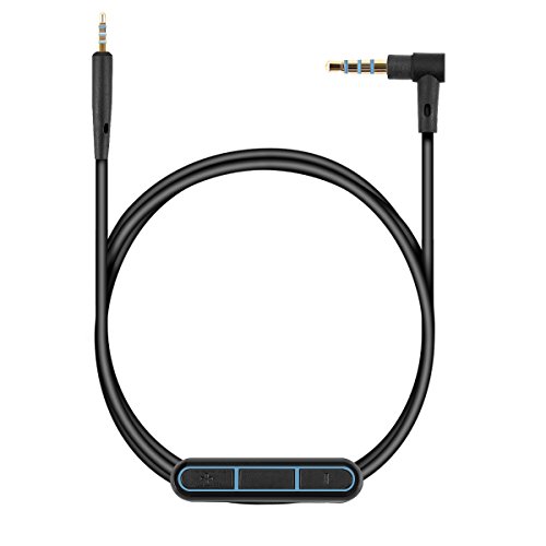 kwmobile Cable para Cascos Compatible con Bose QuietComfort 25 / JBL E35 - Cable de 150CM con micrófono y Conector Negro