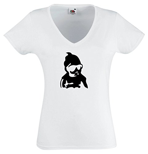 La camiseta de las mujeres y las niñas - V-cuello - JDM / Die Cut - T-Shirt - blanco - Baby born - XL