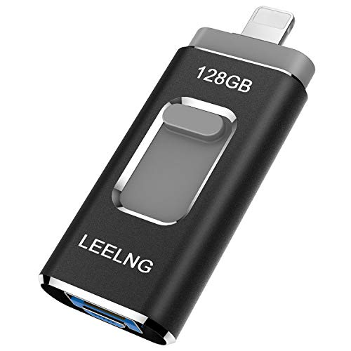LEELNG Pendrive para iPhone Memoria USB 128GB y iPad Android Computadoras Laptops Flash Drive Expansión (Negro)