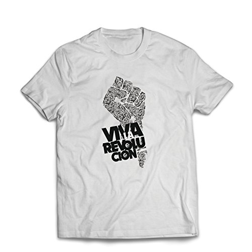 lepni.me Camisetas Hombre Viva La Revolución Protesta Política Derechos Civiles Libertad y Justicia (Medium Blanco Multicolor)