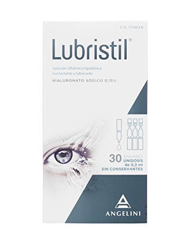 Lubristil Unidosis - Lágrima artificial con Ácido Hialurónico. Propiedades lubricantes, hidratantes y viscoelásticas. En todos los casos de molestias oculares. Sin conservantes. 30 unidosis 0,3 ml.