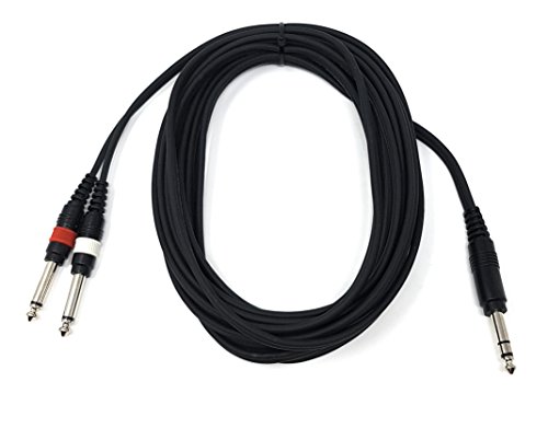 M (núcleo largo estéreo 6,35 mm 1/4 Jack a 2 x 6,35 mm Twin Mono Jacks Y cable convertidor / cable divisor extensor (disponible en 0,30 m, 1,50 m, 3 m, 6 m) 6M negro