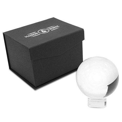 Maison & White Claro bola de cristal | Lente de vidrio K9 de 80 mm Photo Sphere | Incluye caja de regalo y soporte gratis | Para Fotografía, Decoración, Meditación | Idea ideal de regalo