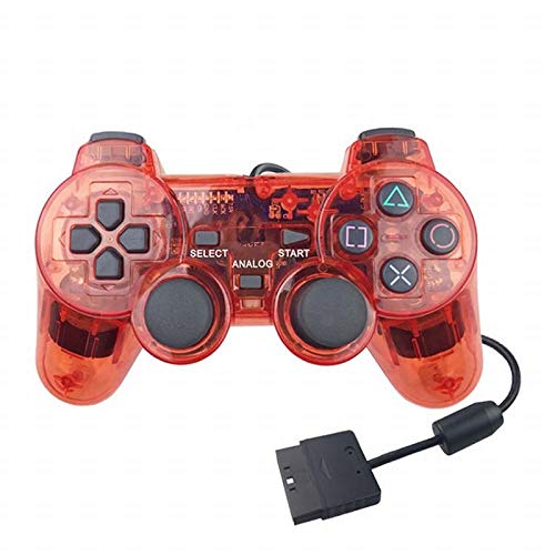 Mango de juego con cable transparente rojo / morado / azul / negro mango de controlador de juego, adecuado para el sensor táctil del dispositivo de juego PS2 PS1 03Red