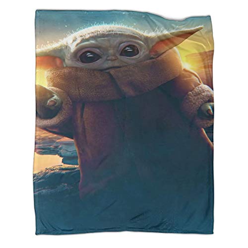 Mantas térmicas suaves y cálidas para todas las estaciones para sofá de cama, Star Wars The Mandalorian Baby Yoda, vista frontal, ligera, decorativa, para sofá de cama, 80 x 100 cm