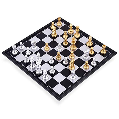 metagio Juego de ajedrez magnético de viaje exquisito de ajedrez plegable portátil de almacenamiento tablero de ajedrez impermeable fuerte magnético para niños adultos regalos educativos
