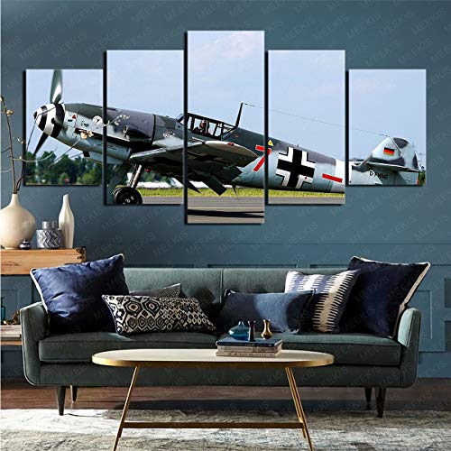 mmkow Dibuje 5 Piezas de Messerschmitt BF 109 Militar en la Imagen Obra de Arte enmarcada Hobby del Artista Pintor 80x150cm (Marco)