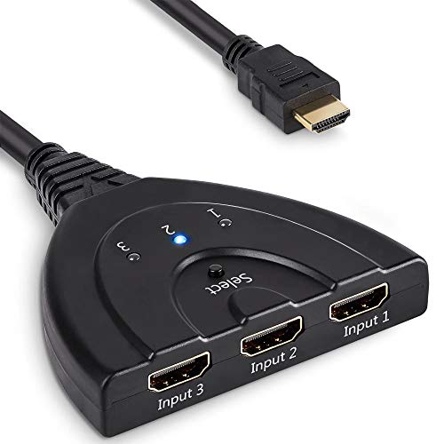 MMOBIEL HDMI Switch 3 Puertos, Hub Splitter Divisor con 50 cm de Cable: 1080p 3D HD TV PS3/PS4 Xbox 360 hasta 2,5Gbps