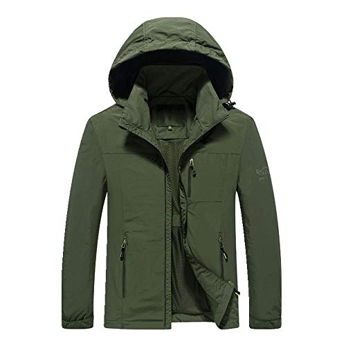 NOBRAND - Traje de tormenta para hombre con capucha para deportes al aire libre, impermeable, gran chaqueta transpirable para montañismo Verde verde L