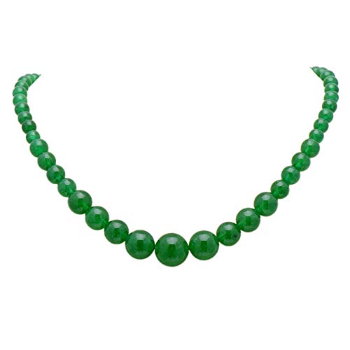 Paialco Collar graduado para mujer con cuentas de ágata de calcedonia de 40,5 cm verde