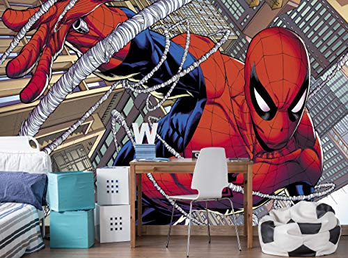 Papel pintado con foto de Spiderman Mural de pared Disney Marvel comics Decoración de pared (144 x 100 pulgadas / 366 x 254 cm) Póster gigante para niños Habitación infantil
