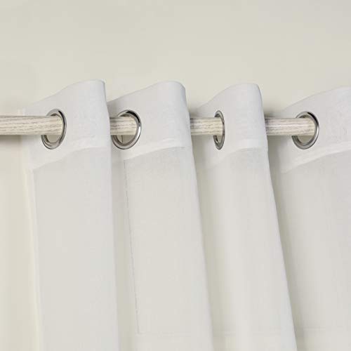 PimpamTex - Cortina Decorativa Translucida con 8 Ollaos Metálicos, Visillos para Salón o Dormitorio, Moderna y Original Variedad de Colores, Modelo Molly (140 x 280 cm, Natural)