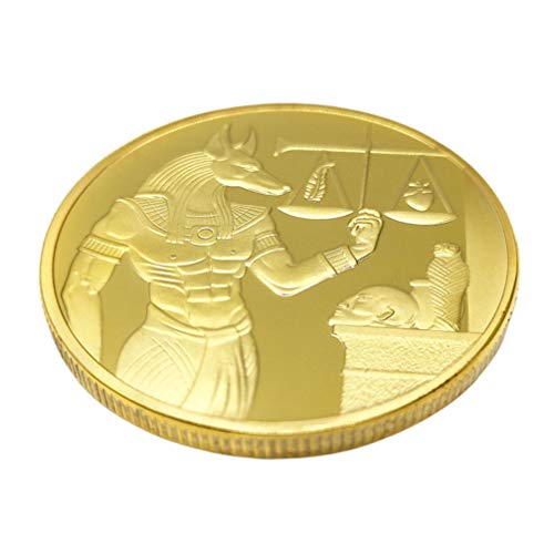 PRETYZOOM Anubis Moneda Dios Egipcio Desafío Moneda Arte Conmemorativo Colección de Monedas Hierro Recuerdo Artesanía Regalo Juguete (Dorado)
