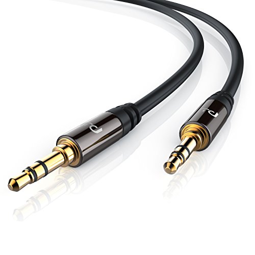 Primewire - 10m Cable Auxiliar de Audio 3.5mm Jack para entradas AUX - Conector metálico de precisión - 2X Jack de 3,5 mm Macho - Serie Premium HQ