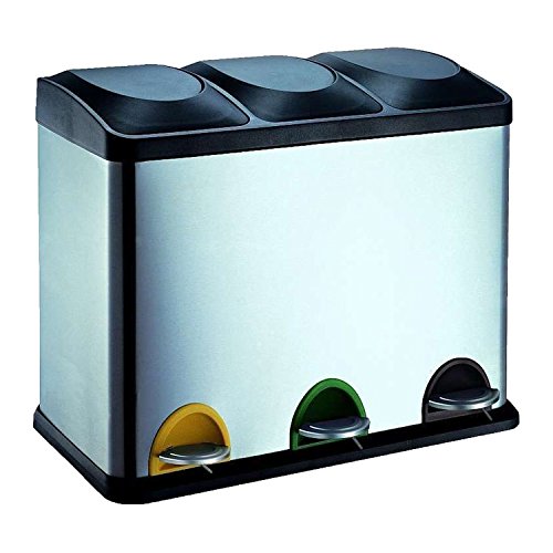 Protenrop Ecol-Trio - Cubo de basura con 3 compartimentos, 45 Litros