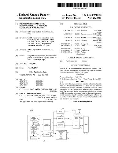 Providing deterministic, reproducible, and random sampling in a processor: United States Patent 9823938 (English Edition)