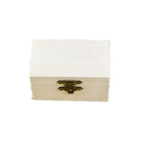 Qiuyongqiang Postal multifunción Organizador Arte Hecho a Mano la casa para Guardar Las Cajas Forma de rectángulo de la Vendimia joyería de Madera Caja de la Caja 10.5X6.5X5cm,Blanco