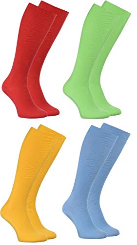 Rainbow Socks - Hombre Mujer Calcetines Largos Sin Elásticos - 4 Pares - Rojo Azul Amarillo Verde - Talla39-41