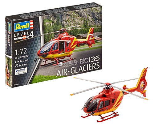 Revell-EC135 Air-Glaciers Maqueta Helicóptero,12+ Años, Multicolor, 14.3 cm de Largo (04986)