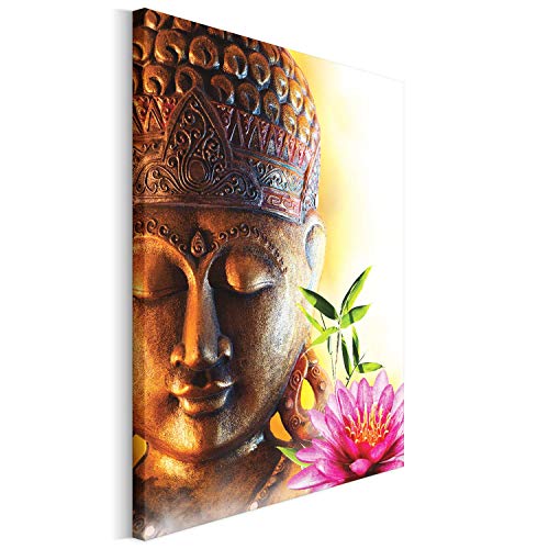 Revolio - Cuadro en Lienzo - impresión artística - Decoracion de Pared - Tamaño: 70x100 cm - Buda Loto marrón
