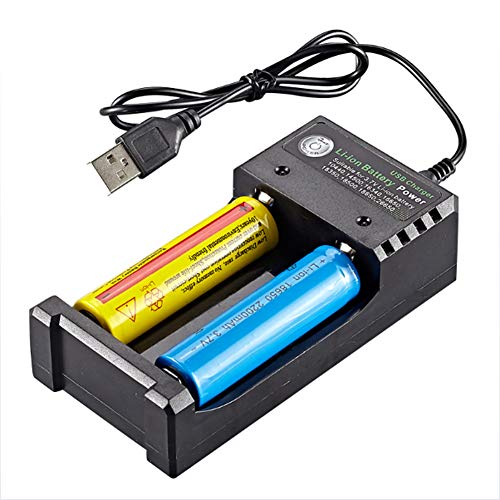 RUIHUA Dual-Slot USB Cargador con indicador de luz LED, 18650 Cargador de batería de Alta Potencia comisiones de Manera Independiente baterías de Litio de 3,7 V cilíndrica 2