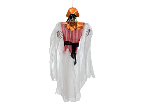 showking Capitán Pirata Fantasma de Halloween Clark con Parche en el Ojo, 120cm - Decoración de Halloween/Figura para Fiesta de Halloween Grande