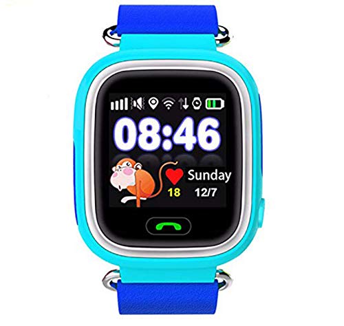 SmartWatch Teléfono Niño Niña, Pantalla táctil Reloj Inteligente Localizador GPS LBS WiFi con Chat de Voz SOS Cámara Despertador Reloj Digital Watch Regalo Estudiante Compatibles con iOS Android,Azul