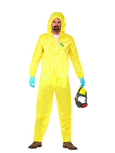 Smiffy's 20498M Heisenberg Licenciado oficialmente Disfraz de Breaking Bad, Amarillo, con buzo de protección, máscara, guantes y pe, color, M-Tamaño 38-40"