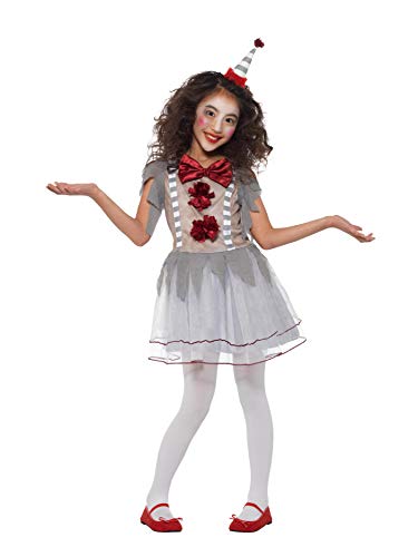 Smiffys Clown Girl Costume Disfraz de payaso vintage, color gris y rojo, M-7-9 Years (49825M)