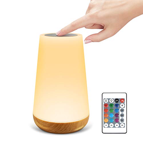 solawill Lámpara de mesita de noche LED Touch regulable con mando a distancia, luz nocturna para niños con cambio de color RGB13, lámpara de mesa portátil USB para habitación de los niños