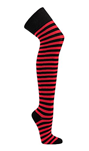 sold by 9:PM, Hersteller Wowerat Socks 4 Fun Overknees Surtido de calcetines – 10 diseños diferentes – 1 precio negro rojo Talla única