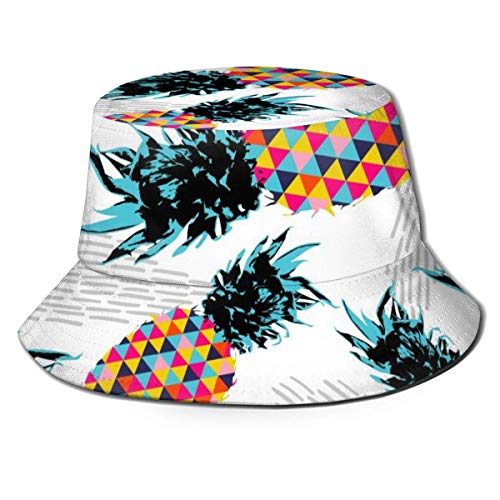 Sombreros de Cubo Transpirables con Parte Superior Plana, Colores de Frutas de piña, Sombrero de Cubo Divertido Unisex, Sombrero de Pescador de Verano
