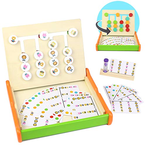 Symiu Juguetes Montessori Juegos de Mesa Actividades Bebe Puzzles Animal y Color Bloques y Tarjetas Tablero Madera Juego Educativo Regalo para Niños Niña 3 4 5 6 Años