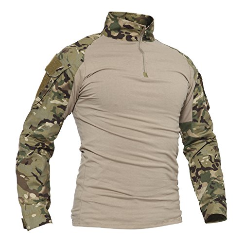 TACVASEN Hombres Ejército Camisa Largo Militar Táctico Combate Camuflaje Camo Camisetas