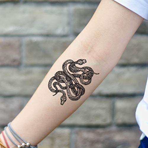 Tatuaje Temporal de Serpiente de dos cabezas (2 Piezas) - ohmytat.com