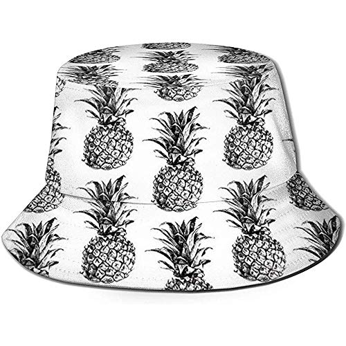 Tracray Estilo Vintage Patrón de Fruta de piña Sombrero de Cubo Unisex Sombrero de Pescador Reversible Packable Casual Viaje Playa Golf Sombreros para el Sol