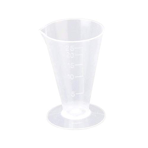 Vaso medidor triangular de plástico con vaso medidor de escala, apto para cocina de laboratorio, 25 ml, práctico y útil