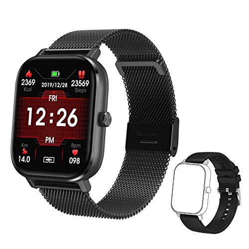 Voigoo Smartwatch Pantalla táctil de 1,54", 3ATM Impermeable Reloj Inteligente con ECG,Llamada Bluetooth, Reloj de Fitness con Podómetro Smartwatch Mujer Hombre para Android iOS（Negro）