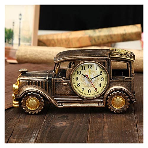 WBFN Simulación Vintage Coche Alarma Reloj Multifuncional lápiz jarrón Antiguo Coche Modelo Aguja Reloj de Escritorio Reloj decorador (Color : Golden)