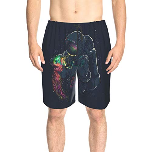 Wearibear Traje de baño de medusa de color en la mano de astronauta, traje de baño para hombre, surf, playa, pantalones cortos transpirables para ropa deportiva.