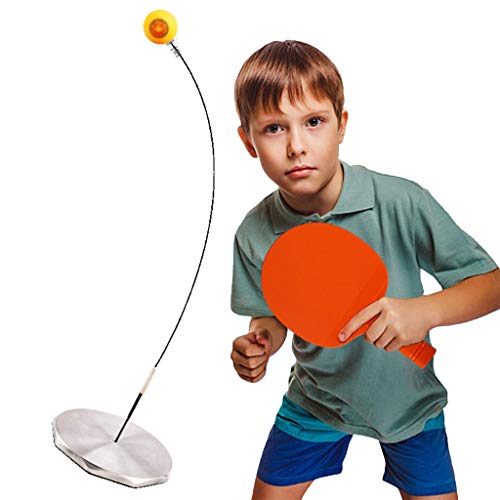 XLOO Entrenador de Tenis de Mesa, con Eje Blando elástico, Robot de Entrenamiento de Tenis de Mesa, máquina de Pelotas de Ping Pong, Juego de Tenis de Mesa de Entrenador, Plateado