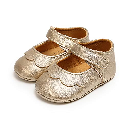 Zapatos Bebe Niña Recién Nacido Primeros Pasos Zapatos Bebé Princesa Suela Blanda Antideslizante Dorado 6-12 Meses