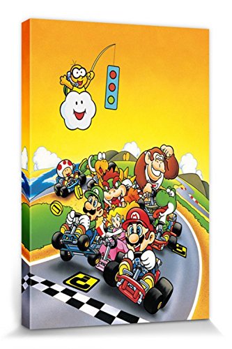 1art1 Super Mario - Kart, Retro Cuadro, Lienzo Montado sobre Bastidor (120 x 80cm)