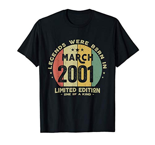 20 años Cumpleaños - Las Leyendas nacen en Marzo de 2001 Camiseta