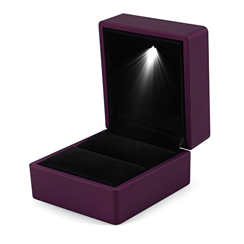 4 colores de moda LED iluminado Anillo caja de almacenamiento de joyería Display Case Gift(morado)
