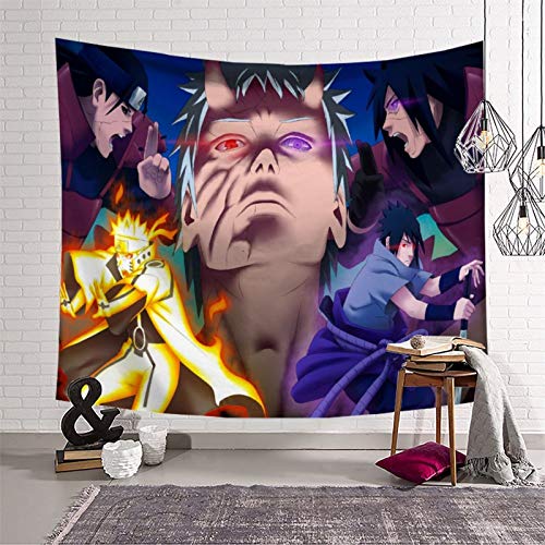 Adecuado para todas las estaciones del año, tapiz japonés Naruto manga, anime, de dibujos animados, montado en la pared, 130 x 150 cm.
